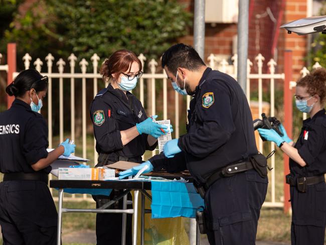 Police at the scene on Saturday. Picture: Julian Andrews