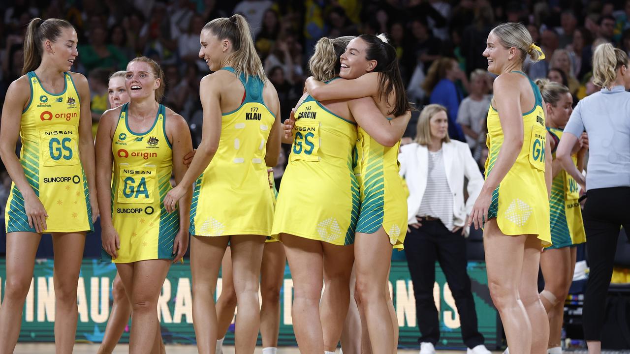 The Diamonds let their netball do the talking in game 3 of the Constellation Cup. (Photo by Darrian Traynor/Getty Images)