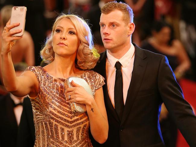 Haylea and Adam Cooney on the red carpet Picture: Wayne Ludbey