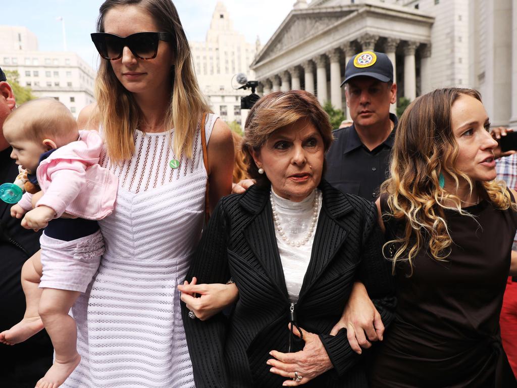 Lawyer Gloria Allred (centre) with Teala Davies (right) in New York in August. Picture: Spencer Platt/Getty Images/AFP