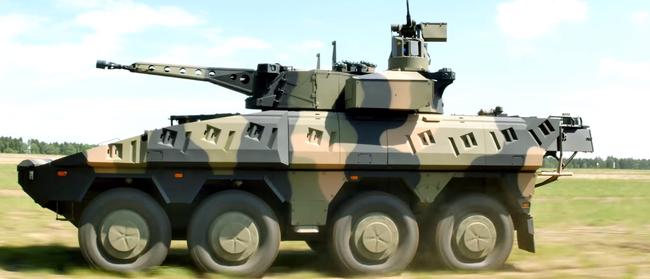 Rheinmetall’s combat reconnaissance BOXER vehicle in action.