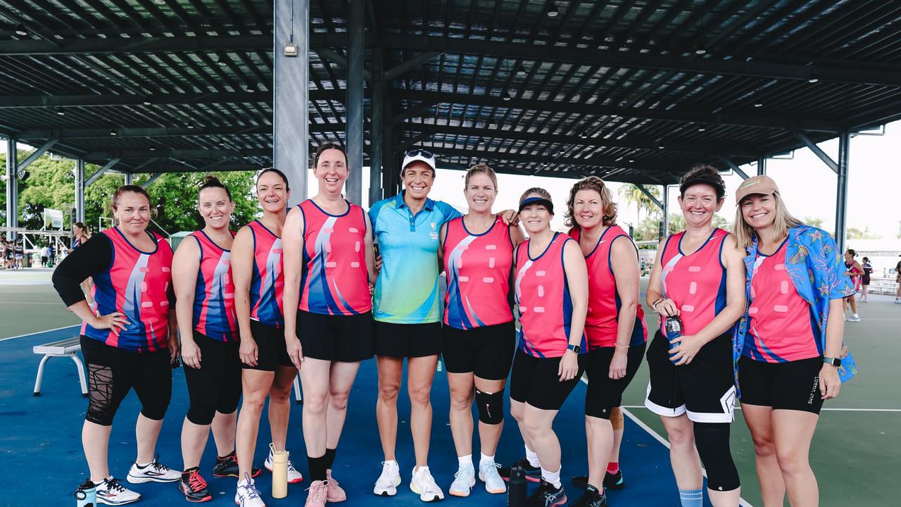 GBRMG Ambassador Ash Brazill, a former Australian netballer and Freemantle Football Club AFLW player, pictured here with netball competitors.