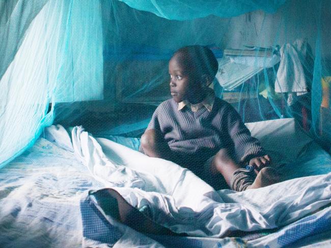 JAR1N4 A child underneath a mosquito net, Kenya, Africa