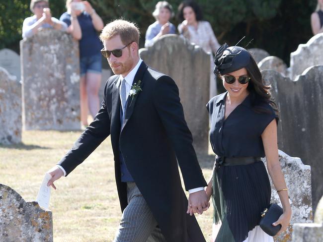 Meghan and Prince Harry attended the wedding of a close friend on Saturday. Picture: Matrix