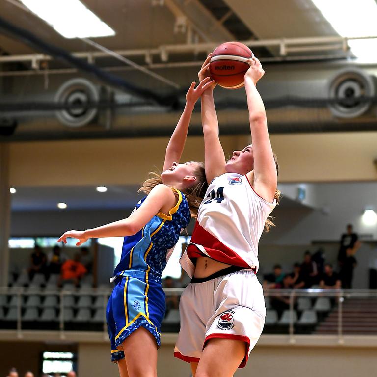 Hillcrest Christian College player Charli Reece Girls final. St Margarets Mary's College vs Hillcrest Christian College. Finals for Qld Schools Basketball Championships. Sunday September 22, 2019. (AAP image, John Gass)