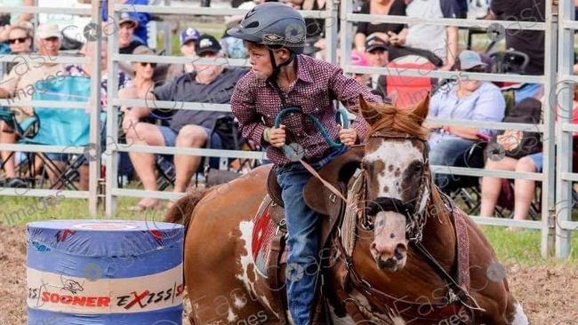 Cole Holloway, 12, competes in barrel racing. PHOTO: Supplied