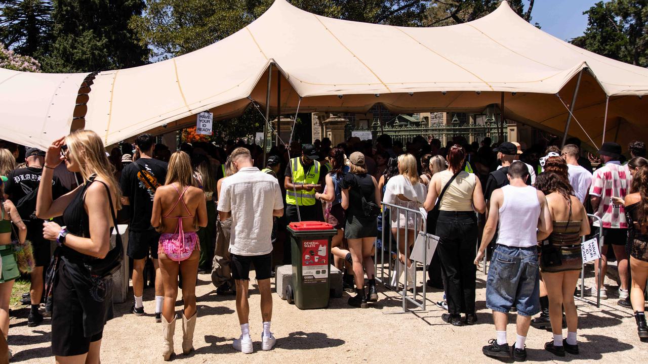 Heavy security and police presence at Melbourne festival on New Year’s Day. Picture: NCA NewsWire / Diego Fedele,