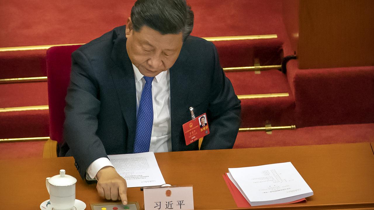 President Xi Jinping votes on the national security legislation concerning Hong Kong. Picture: AP