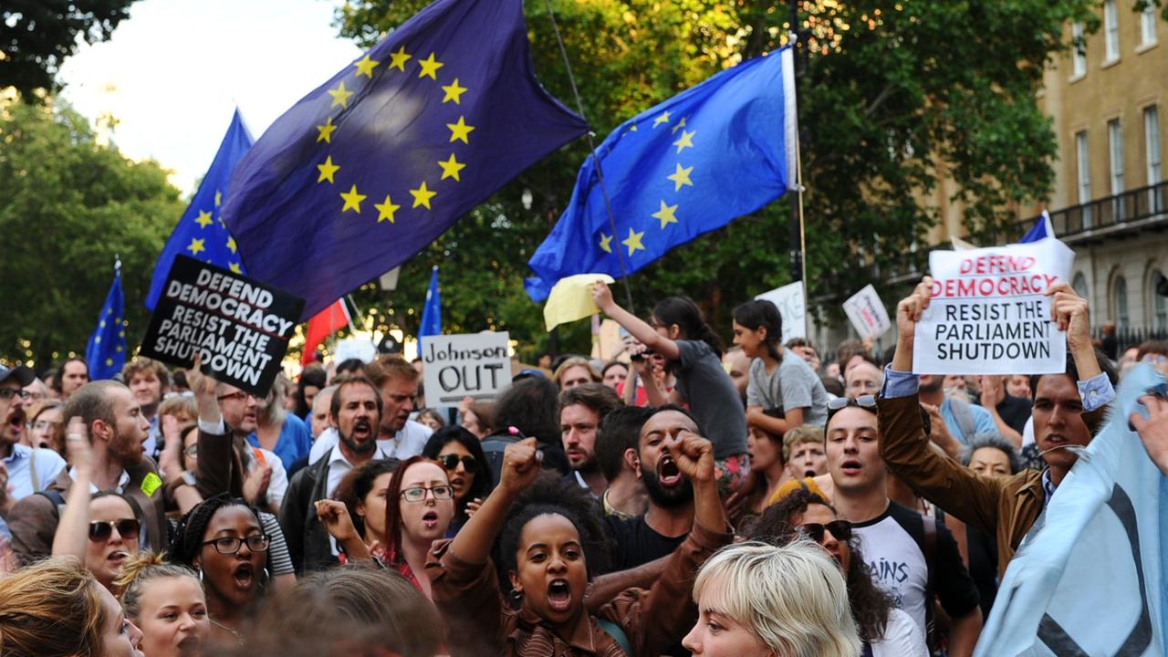 Anti-Brexit demonstrators are furious with the move. Picture: AFP