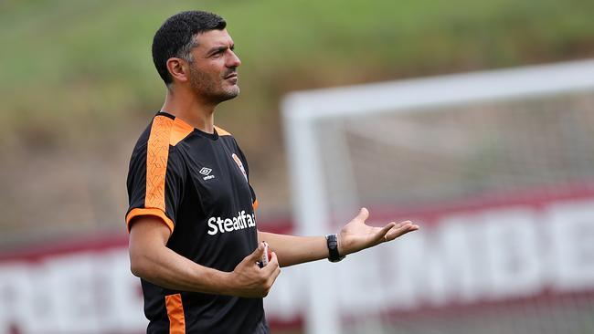 Brisbane Roar coach John Aloisi has to shuffle his squad for tonight’s Asian Champions League match tonight. Picture: Jack Tran
