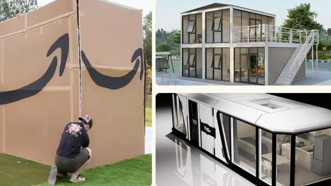 Tiny homes for sale right now. Pictures: Amazon/TikTok