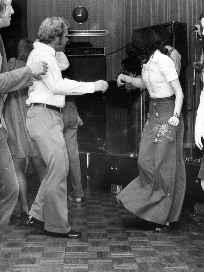 Fun in flares: cutting a rug in 1975. Picture: HWT Library.