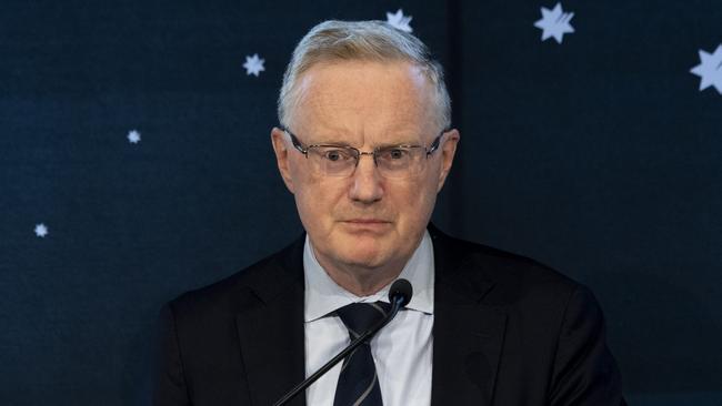 RBA governor Philip Lowe in Sydney on Thursday. Picture: NewsWire / Monique Harmer