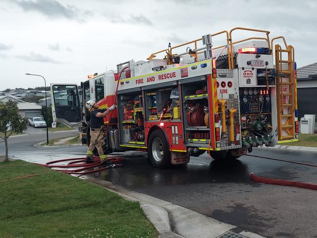 The scene of the house fire at Park Ridge in Logan. Picture: Georgia Clelland