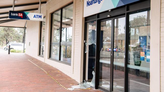 The bankSA branch at Colonnades Shopping Centre, Noarlunga which was damaged in the early hours of Sunday morning. Picuture: Moregan Sette