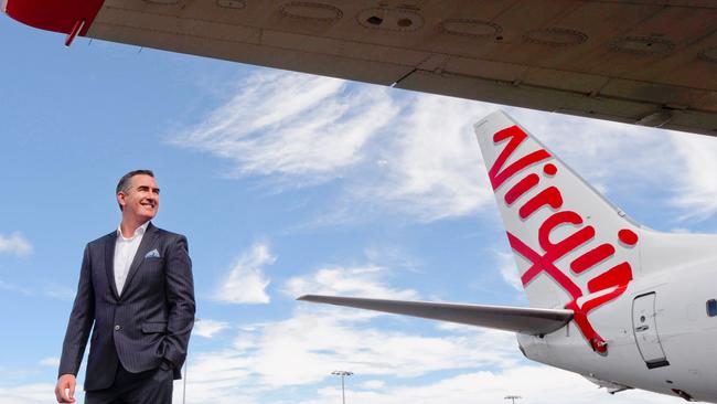 Virgin Australia CEO Paul Scurrah announced the airline’s new daily service from Brisbane to Tokyo today. Picture: Jeremy Piper