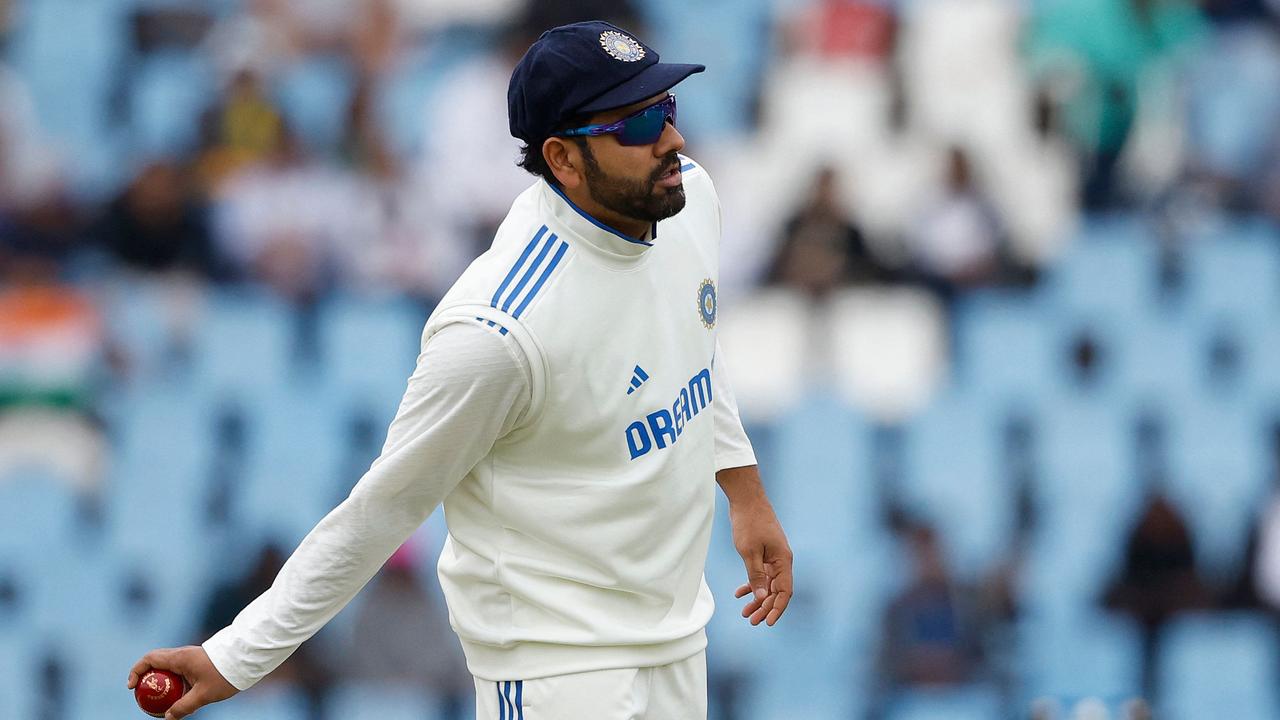 Rohit Sharma took aim at critics of Indian pitches. (Photo by PHILL MAGAKOE / AFP)