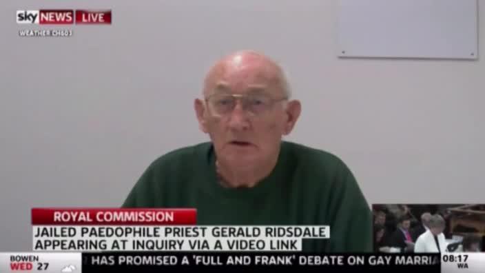 Convicted paedophile priest Gerald Ridsdale appears at the Royal Commission