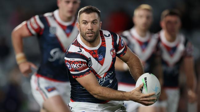 James Tedesco went off with a hip problem before returning to star for the Roosters. Picture: Ashley Feder/Getty Images