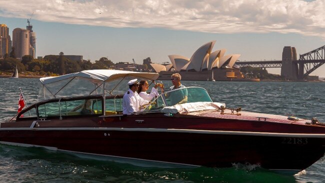 Unforgettable: Proposing on an Italian speedboat in Sydney Harbour. Picture: Sydney Harbour Escapes