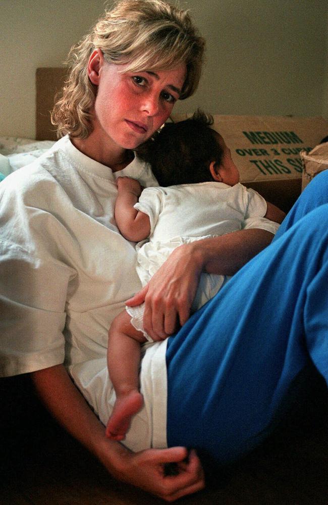 Letourneau holding her baby daughter.