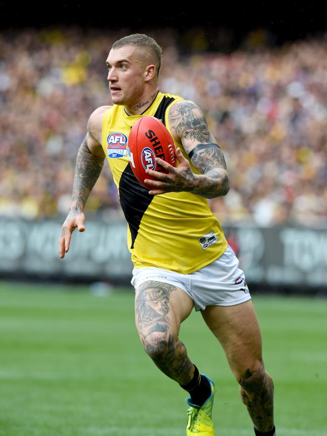 Dustin Martin on field during the 2017 AFL Grand Final. Picture: Nicole Garmston