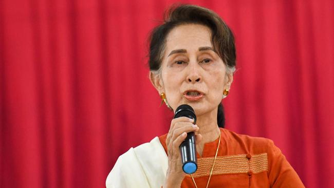 Myanmar State Counsellor Aung San Suu Kyi has been "detained" by the military. Picture: Ye Aung Thu/AFP