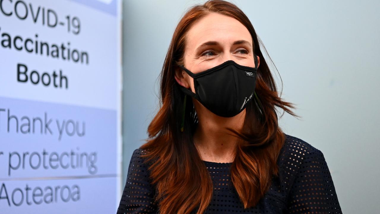 New Zealand Prime Minister Jacinda Ardern led by example, receiving her own vaccinations, amid strict laws aimed at getting others to do likewise. Picture: Hannah Peters/Getty Images