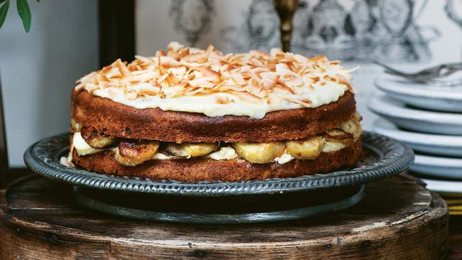 Clodagh McKenna’s banana cake with coconut frosting. Picture: Dora Kazmierak