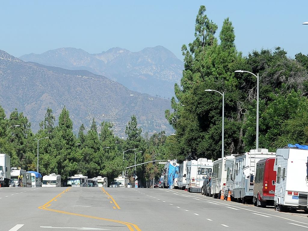 Dozens of campervans are parked outside Hollywood’s biggest studios. Picture: Jeff Rayner (Coleman-Rayner)