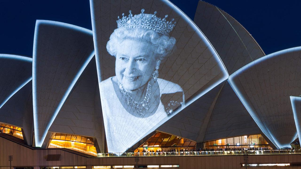 Australia paid tribute to Queen Elizabeth II by displaying her image on an iconic landmark. picture: Robert WALLACE / AFP
