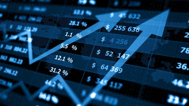 Business graph digital concept, rising debt investment generic