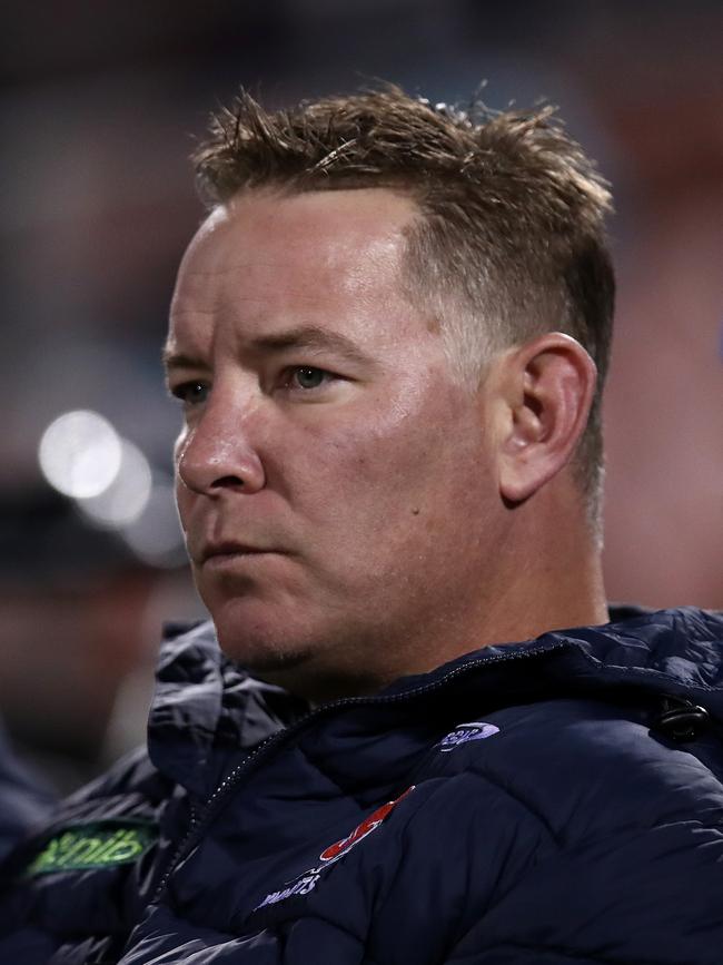 Question marks will surround coach Adam O’Brien after the Knights went down to a Panthers side missing all of their Origin stars. Picture: Getty Images.