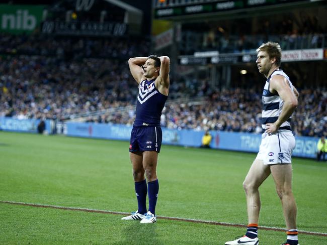 As well as David Mundy, Matthew Pavlich had an opportunity to win the game for Fremantle in the dying stages. Picture: Wayne Ludbey