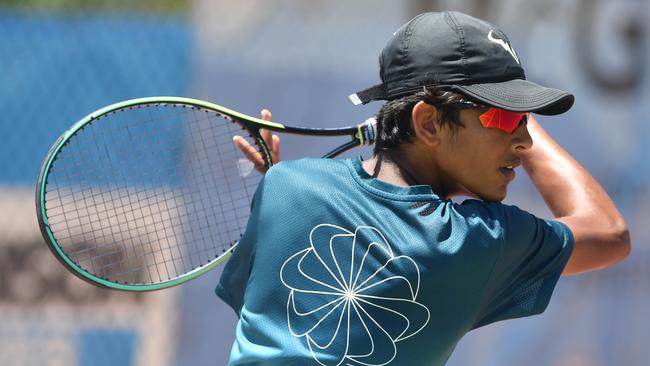 Action from the Pickerings Auto Group North Queensland Open at Tennis Townsville. Townsville's Rohan Hazratwala in doubles match. Picture: Evan Morgan