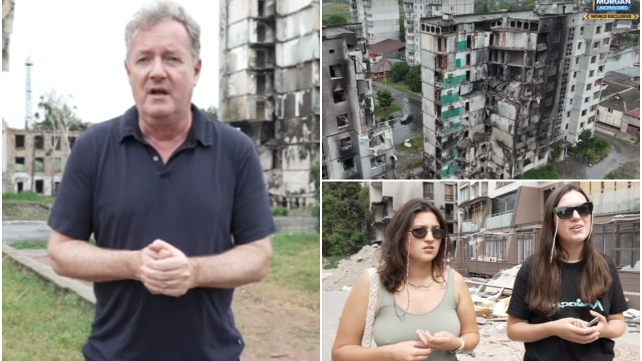 Piers Morgan s’entretient avec des femmes ukrainiennes qui ont échappé à un attentat à la bombe alors qu’il arrive à Kyiv, la capitale déchirée par la guerre