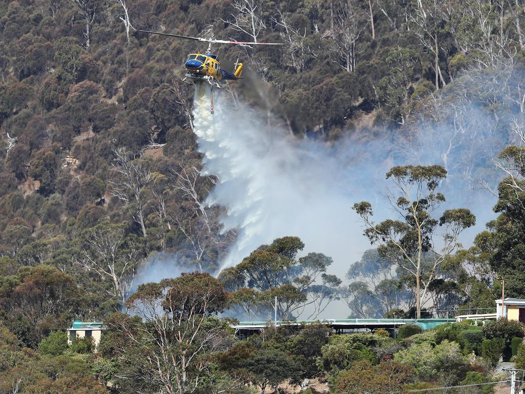 Property called 'No Where' being water bombed. Bushfire on Collinsvale Road Glenlusk. Picture: NIKKI DAVIS-JONES