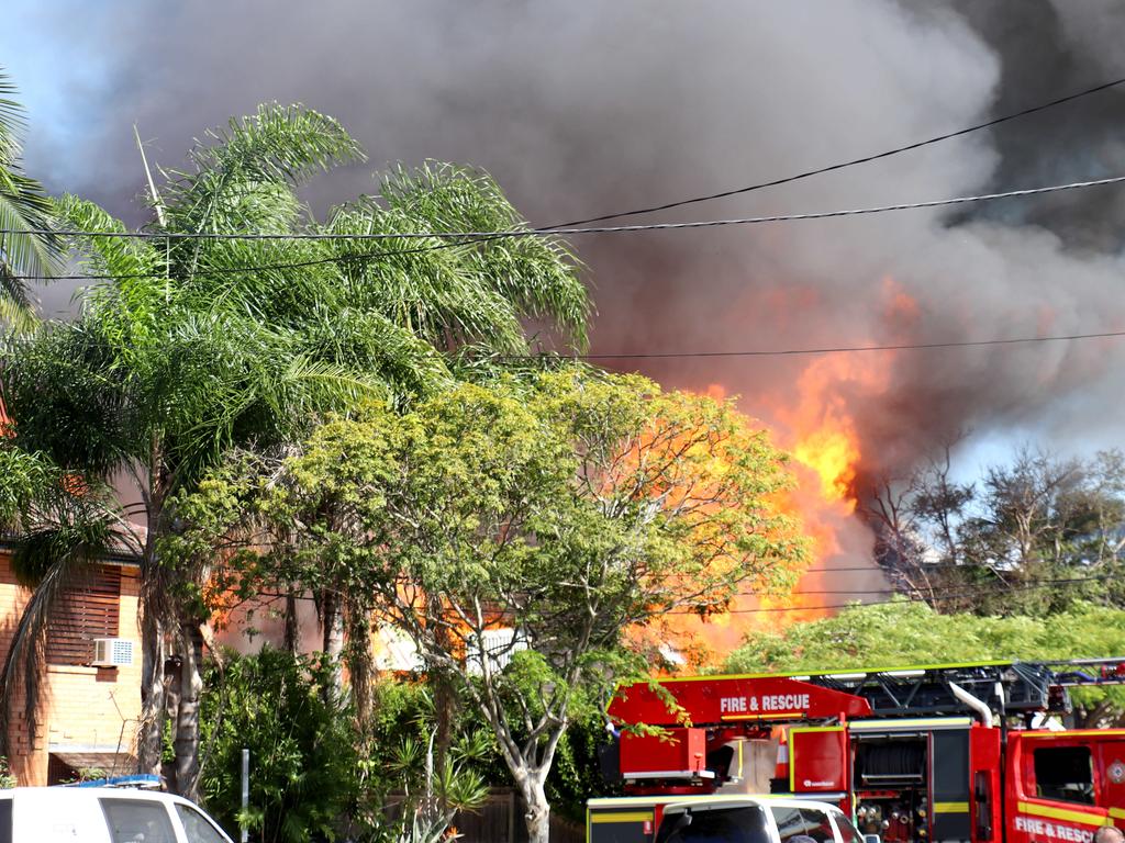 Fourteen fire crews attended the scene of the blaze. Picture: George Pantarotas