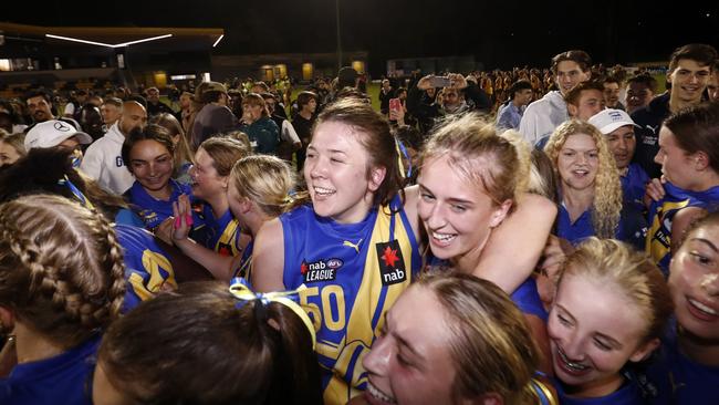 Western Jets celebrate their premiership. Photo: Darrian Traynor/AFL Photos/Getty Images.