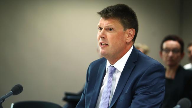 AGL CEO Brett Redman before the Senate inquiry into the government's proposed 'big stick' legislation. John Feder/The Australian.