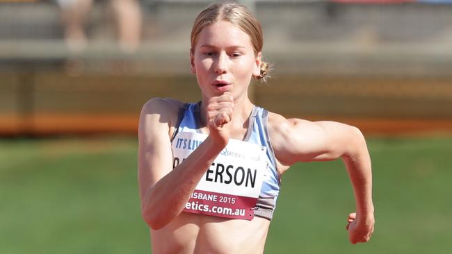 Eleanor in action during a women’s high jump final. Picture: Peter Wallis