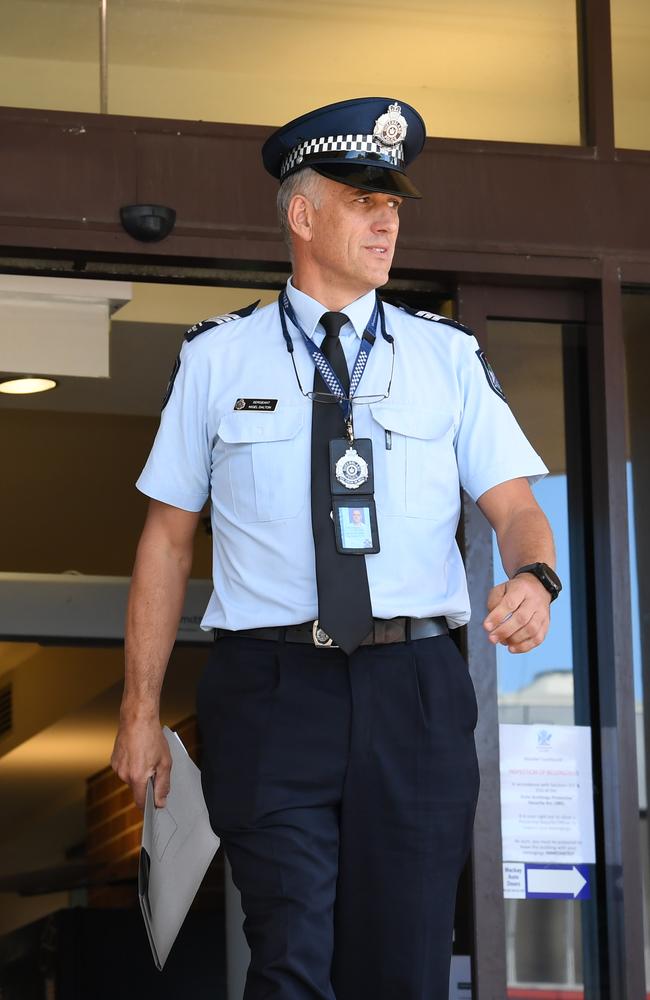 Sergeant Nigel Dalton leaving the Mackay Court House after giving evidence in the inquest into the death of Shandee Blackburn.