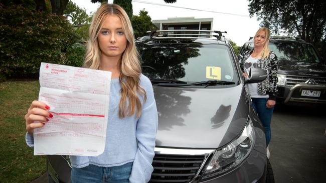 Hunter Reynolds was driving with her mum, Sharee Reynolds, when she was booked for driving during coronavirus restrictions. Picture: Tony Gough