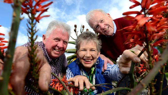 The Advertiser gardening experts Malcolm Campbell, Sophie Thompson and Jon Lamb in 2014. Picture: Tricia Watkinson.