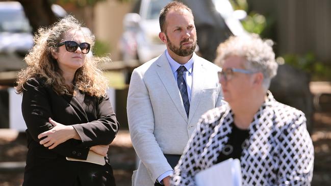 Judge Geraldine Davison (R) is seen during a visit to the scene of the assault in Dudley Park. Simon Mark Johnson a STAR Group officer is charged with one count of aggravated assault against someone he was arresting. Picture: David Mariuz