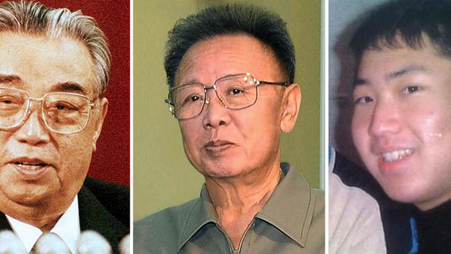 The three Kims: North Korean President Kim Il-sung, Kim Jong-il and a much younger Kim Jong-un