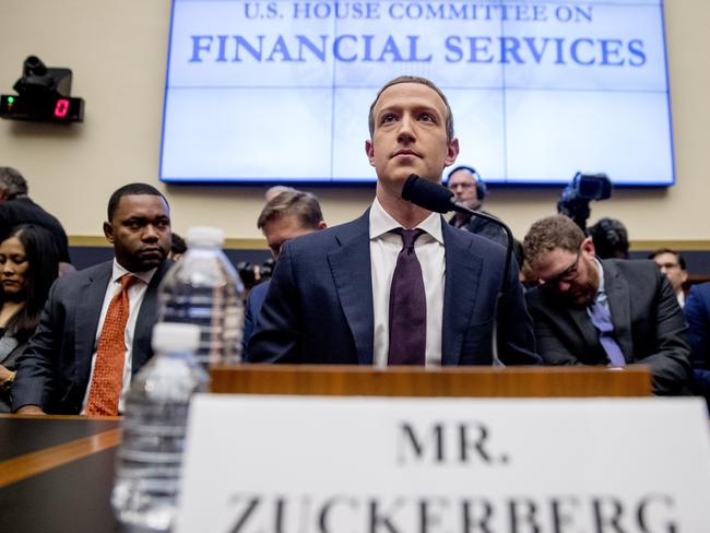 Facebook CEO Mark Zuckerberg was grilled for six hours by the US House Financial Services Committee. Picture: AP