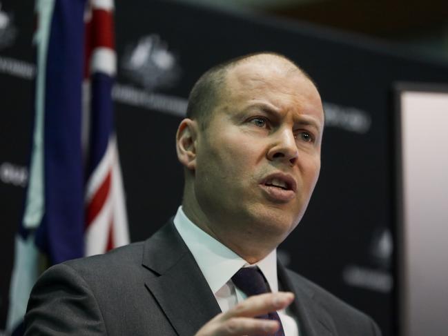Treasurer Josh Frydenberg press conference regarding the June - October 2020 quarter national accounts at Parliament House in Canberra. Picture by Sean Davey.