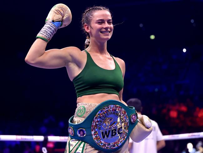 Skye Nicolson defended her WBC interim world title and immediately called out Amanda Serrano. Picture: Supplied