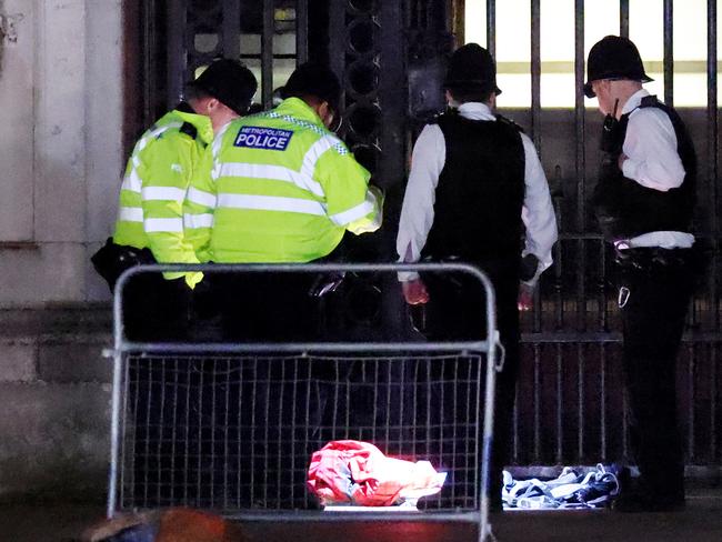 A man was arrested on suspicion of possession of an offensive weapon and a controlled explosion was carried out outside Buckingham Palace the Metropolitan police have said. Picture; Belinda Jiao/Getty Images